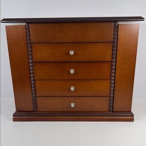 Sophisticated Wooden Jewelry Organizer with Silver Accents